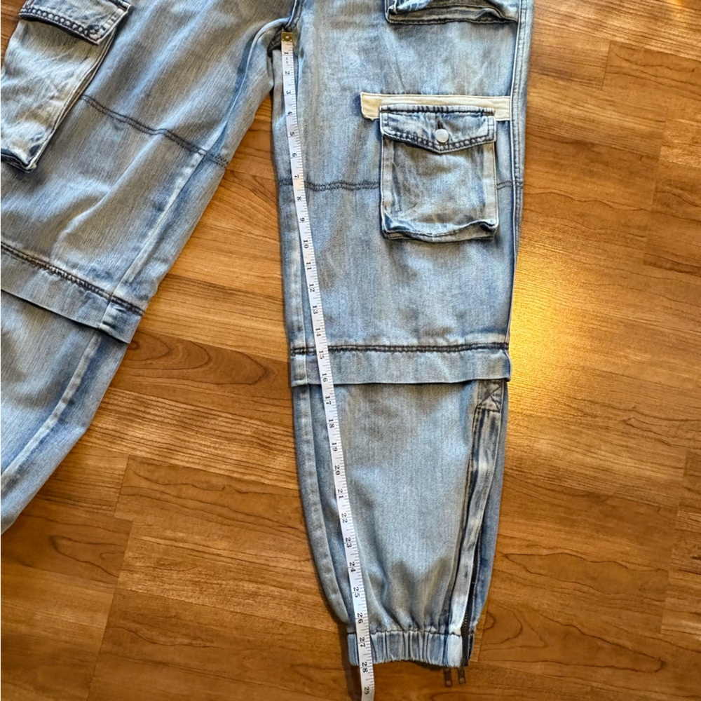 POL Multi Cargo Pocket Drawstring Waist Baggy Denim Joggers Women’s Large - Picture 13 of 15